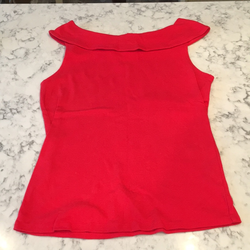 Off the shoulder red knit top